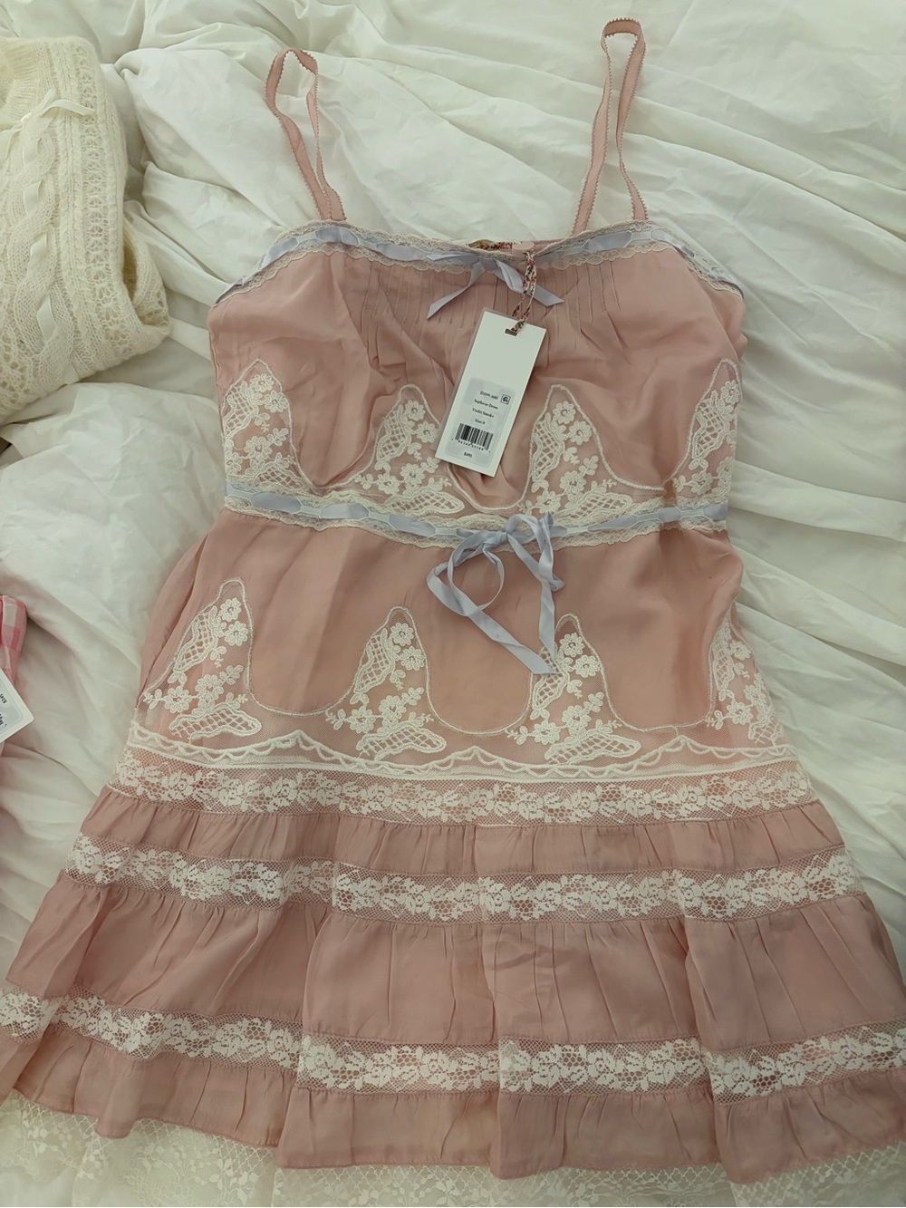 Love Shack Fancy Saphirae Silk Habotai Mini Dress - Picture 4 of 7